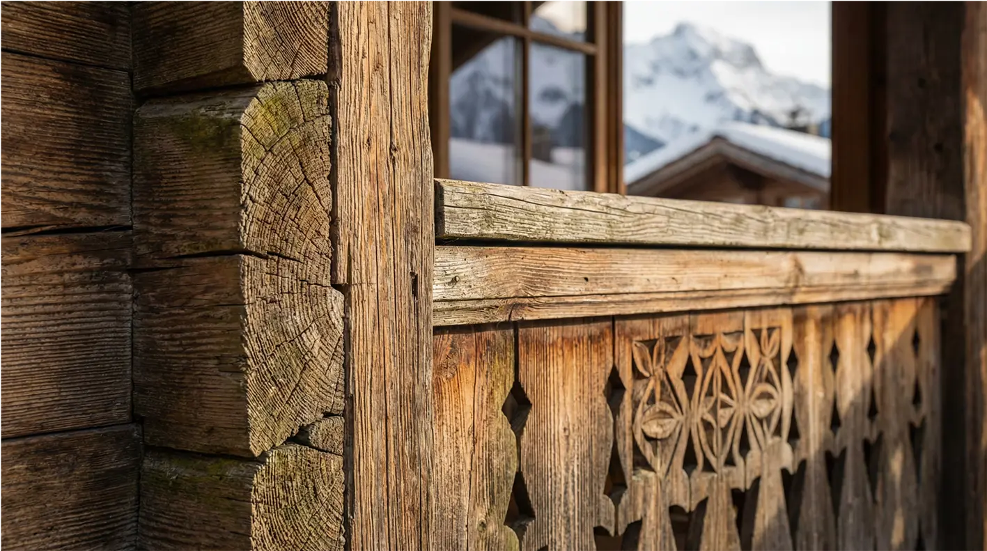 /media/remote/0/0/4/c/e/2/f/e/a/8/004ce2fea85ea61a6fa49790b60250b65c83138804485f123454d7748ec483e5b7-639082999522965143-1417x791-160134-1000140-Public.webp	Traditional Swiss chalet wood craftsmanship hand-carved joinery balustrade artisan carpentry alpine architecture detail