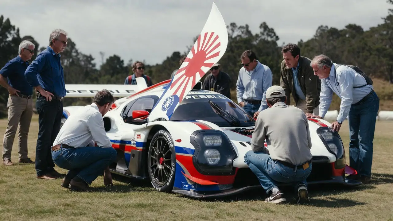 Japanese Le Mans racing car at Pebble Beach Concours highlighting motorsport heritage