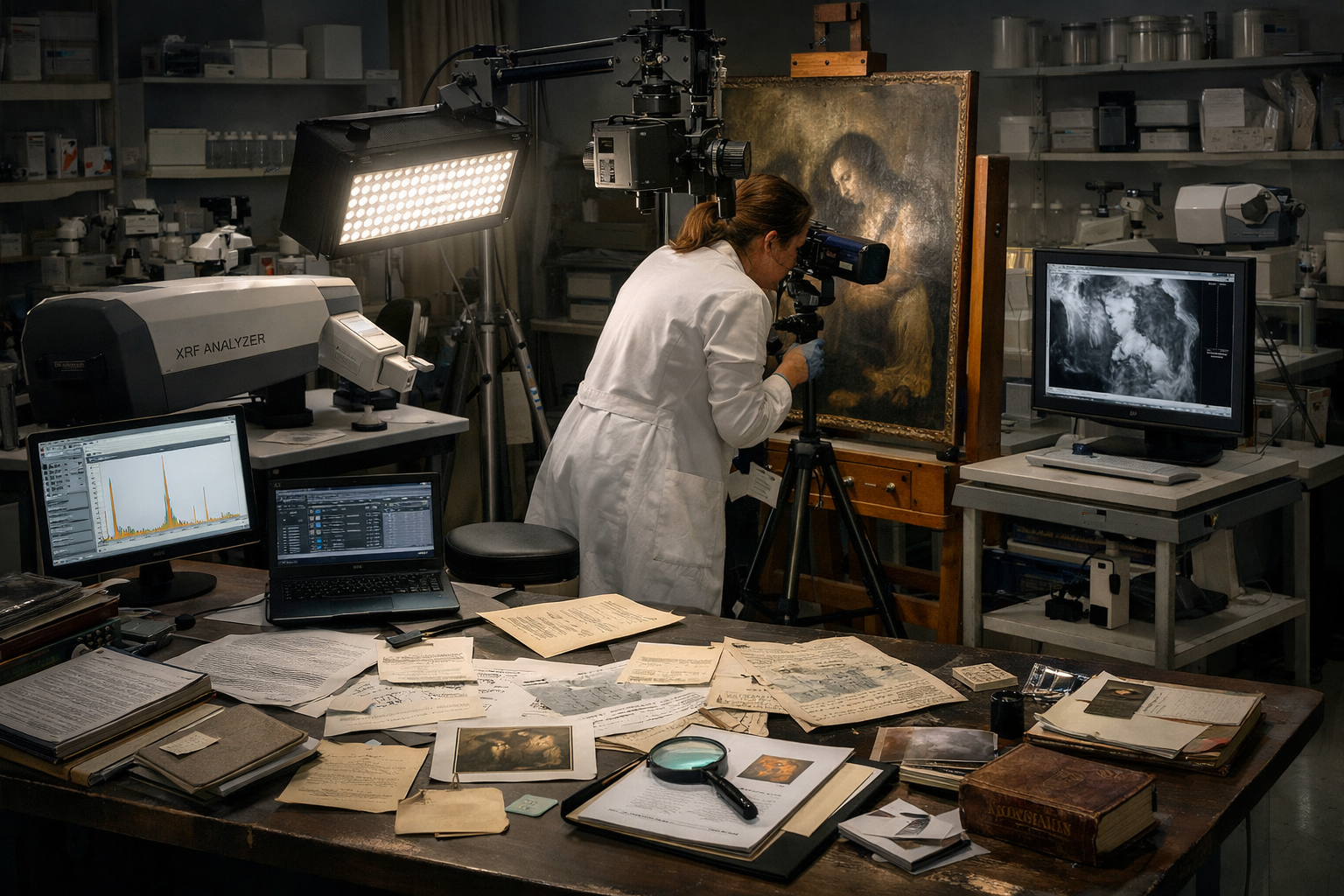 Art authentication laboratory scientific analysis provenance research conservation examination equipment