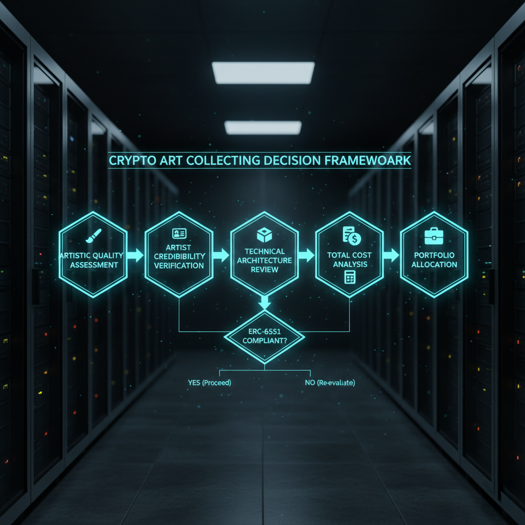 2026 crypto art collecting strategy flowchart showing systematic evaluation process