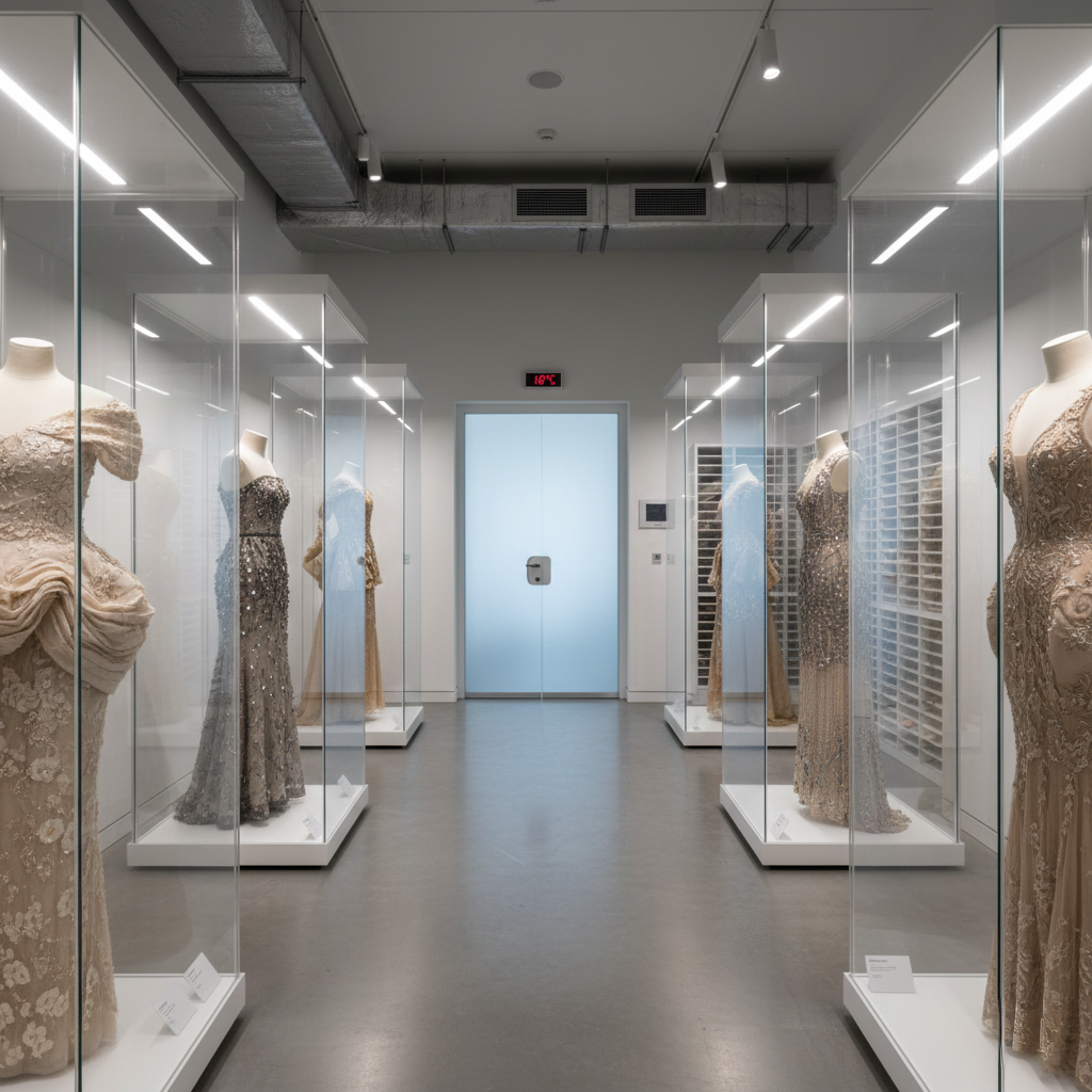 Private fashion collection archive with museum-quality preservation and display