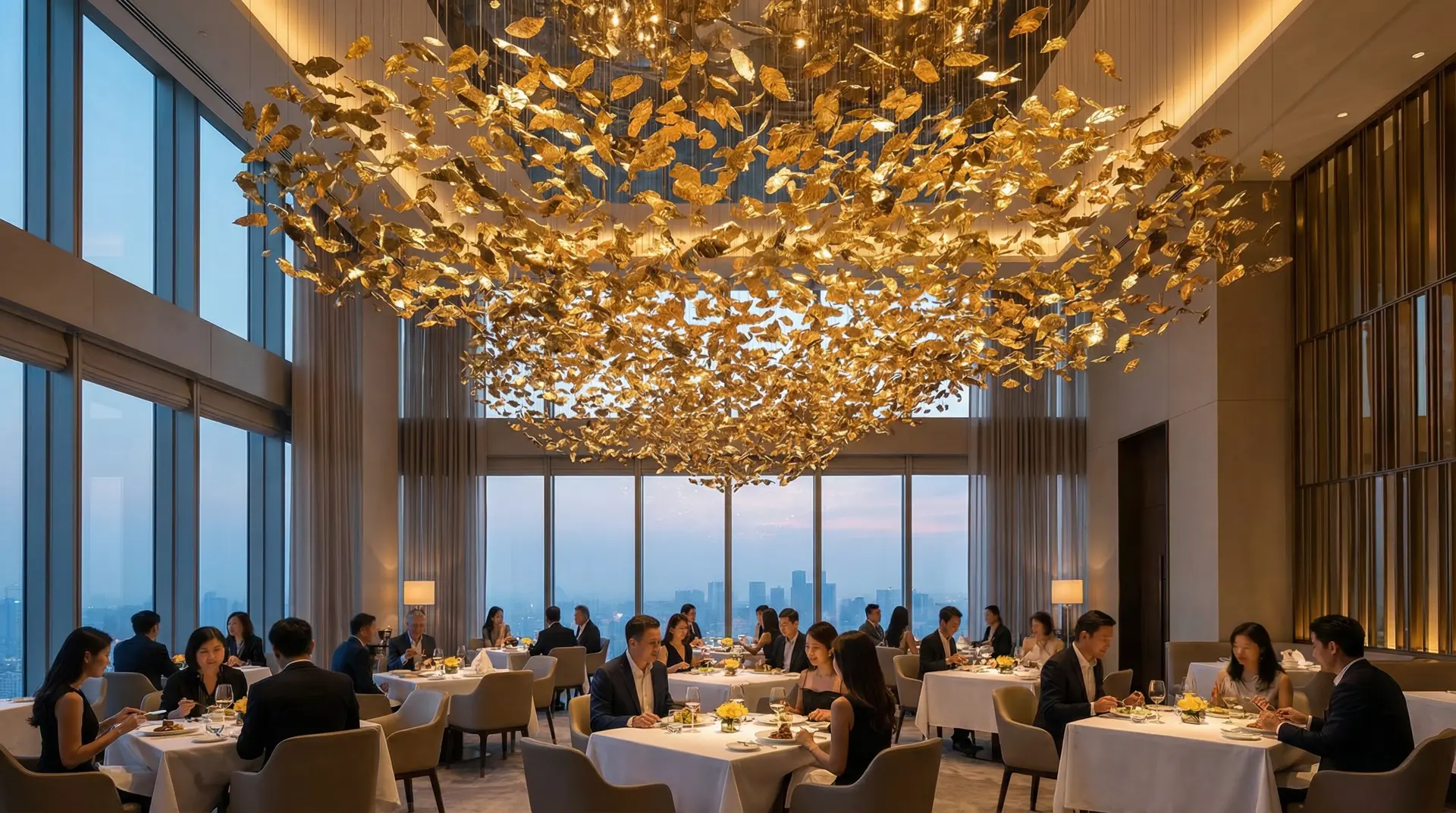 Hotel restaurant contemporary art dining experience hospitality design commissioned artwork